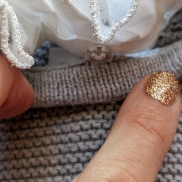 Papillon Grey Knit 2-piece Pom Pom Removable Collar Outfit 6 months - Picture 3 of 11